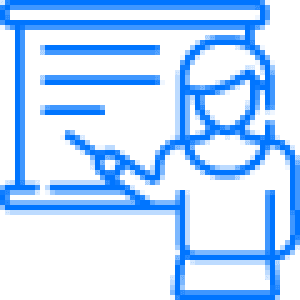 Ilustração 2d de um professor palestrando, apontando para o quadro