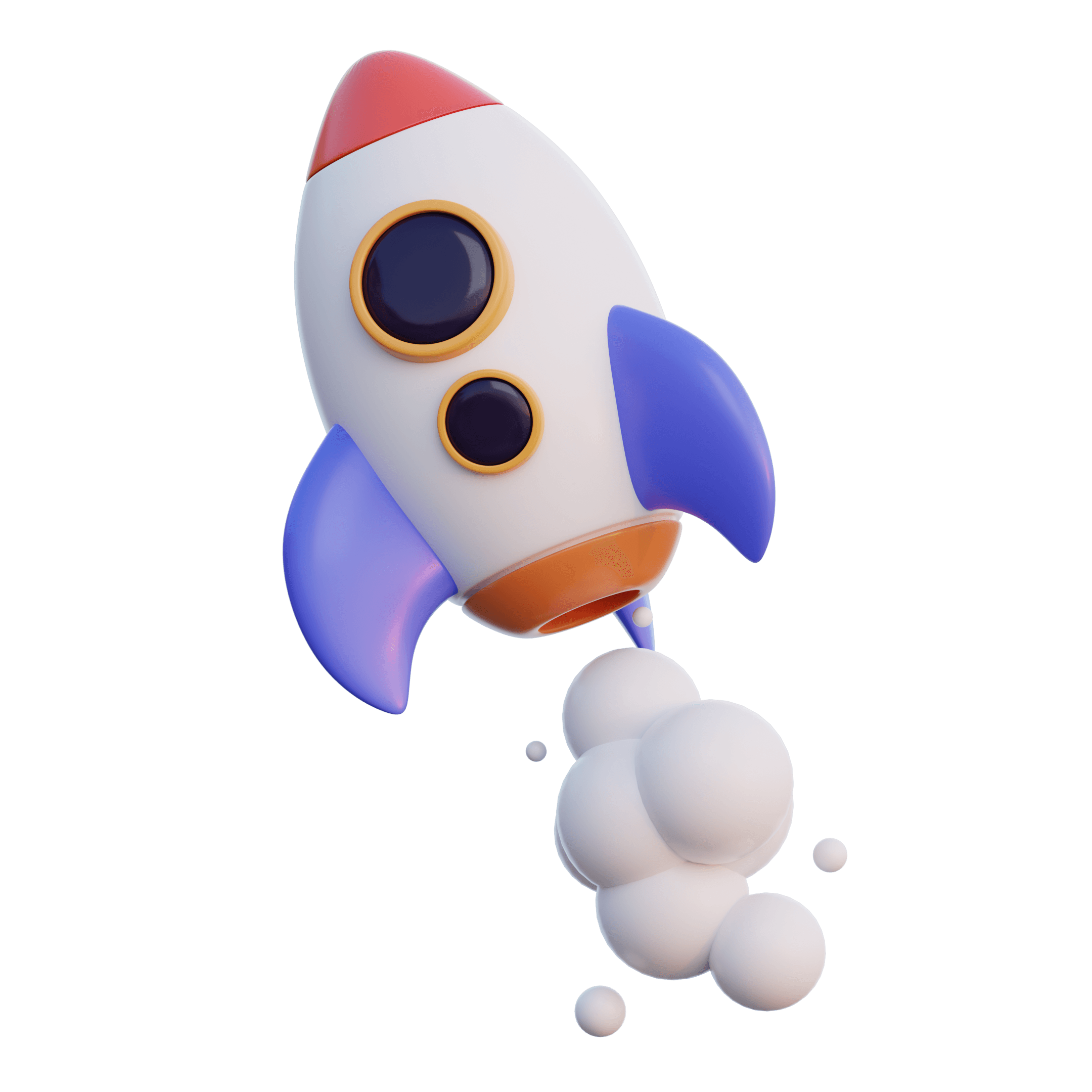 Ilustração 3d de um foguete decolando